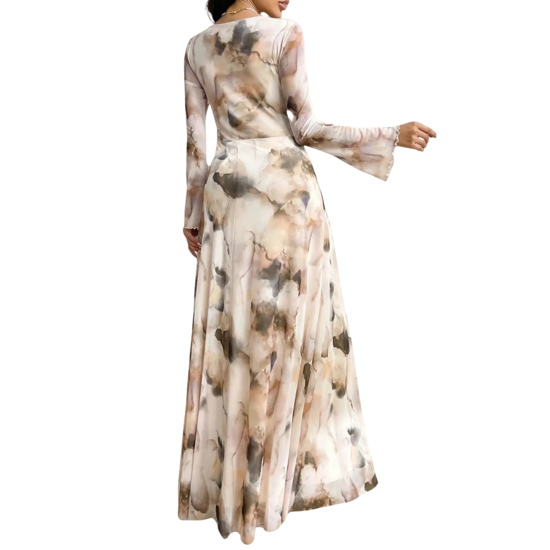 CELESTE – Robe Élégante en Maille Imprimée Tie-Dye