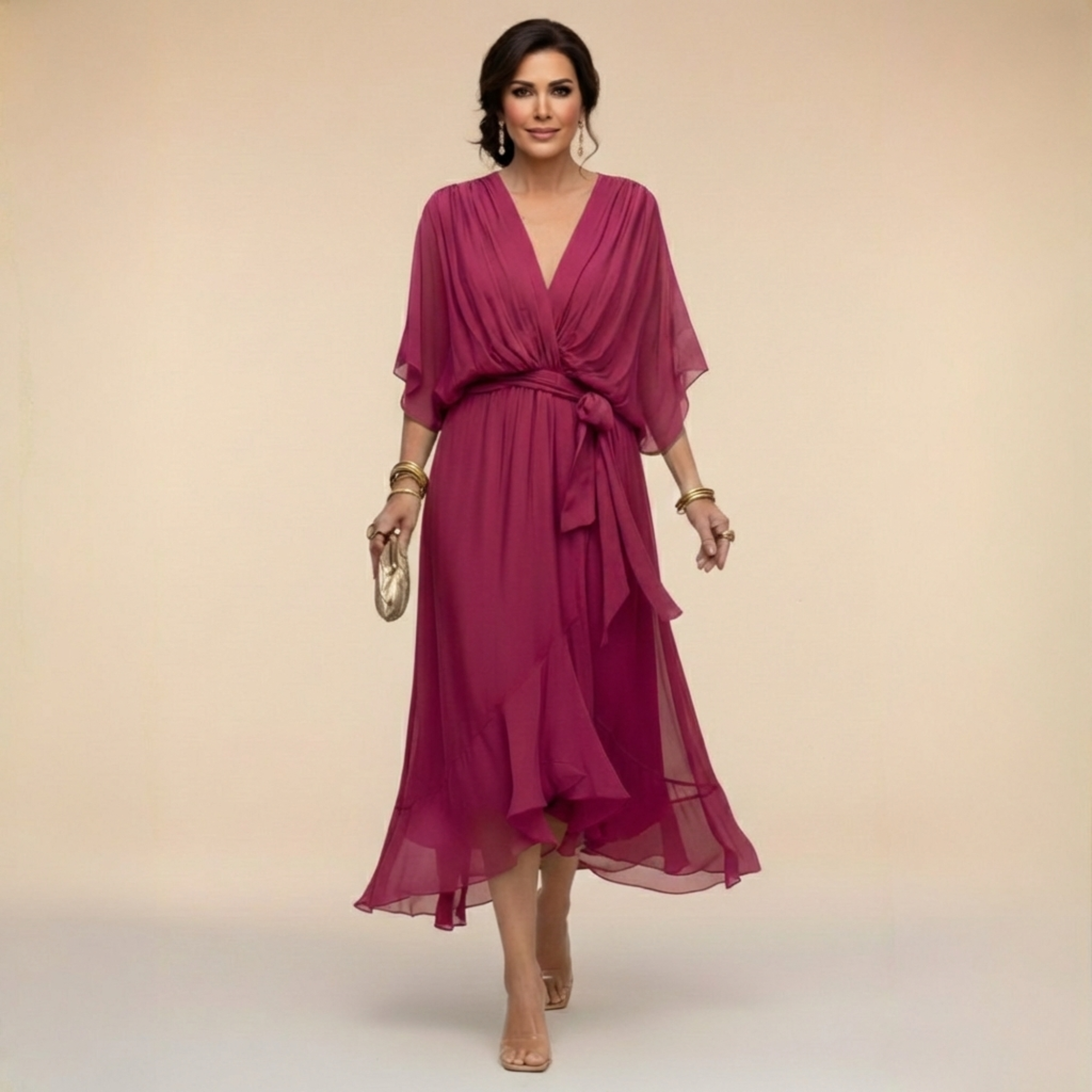Marta | Robe en mousseline à col V