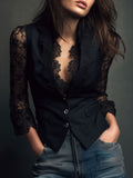 Claudia · Blazer noir à dentelle