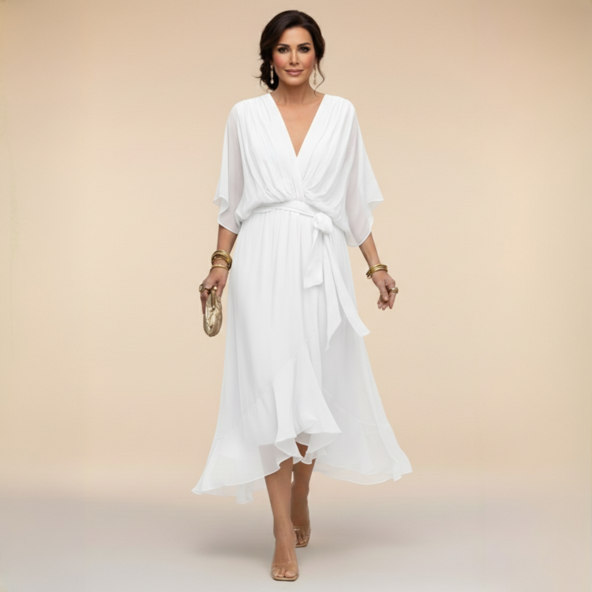 Marta | Robe en mousseline à col V
