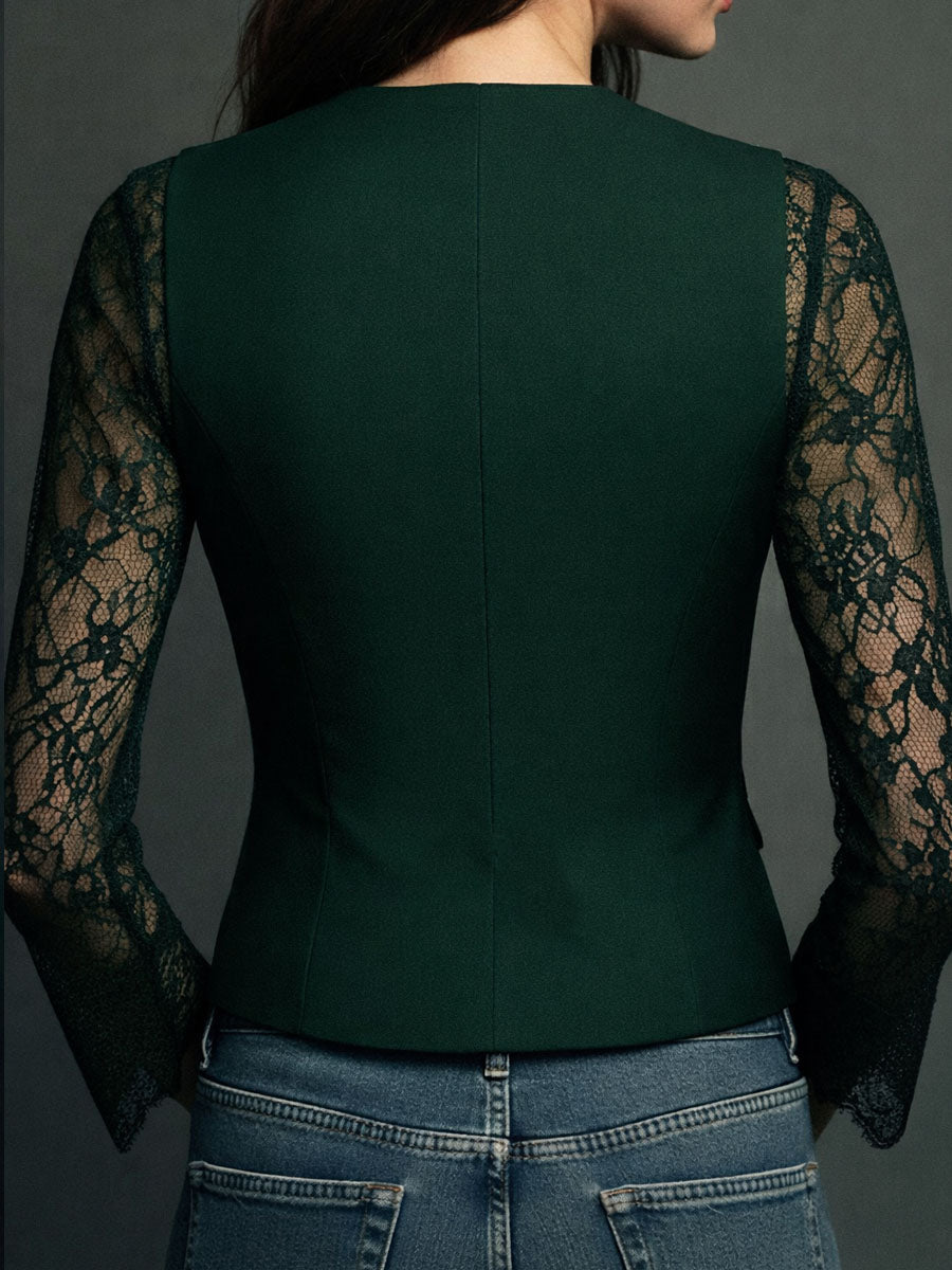 Claudia · Blazer noir à dentelle