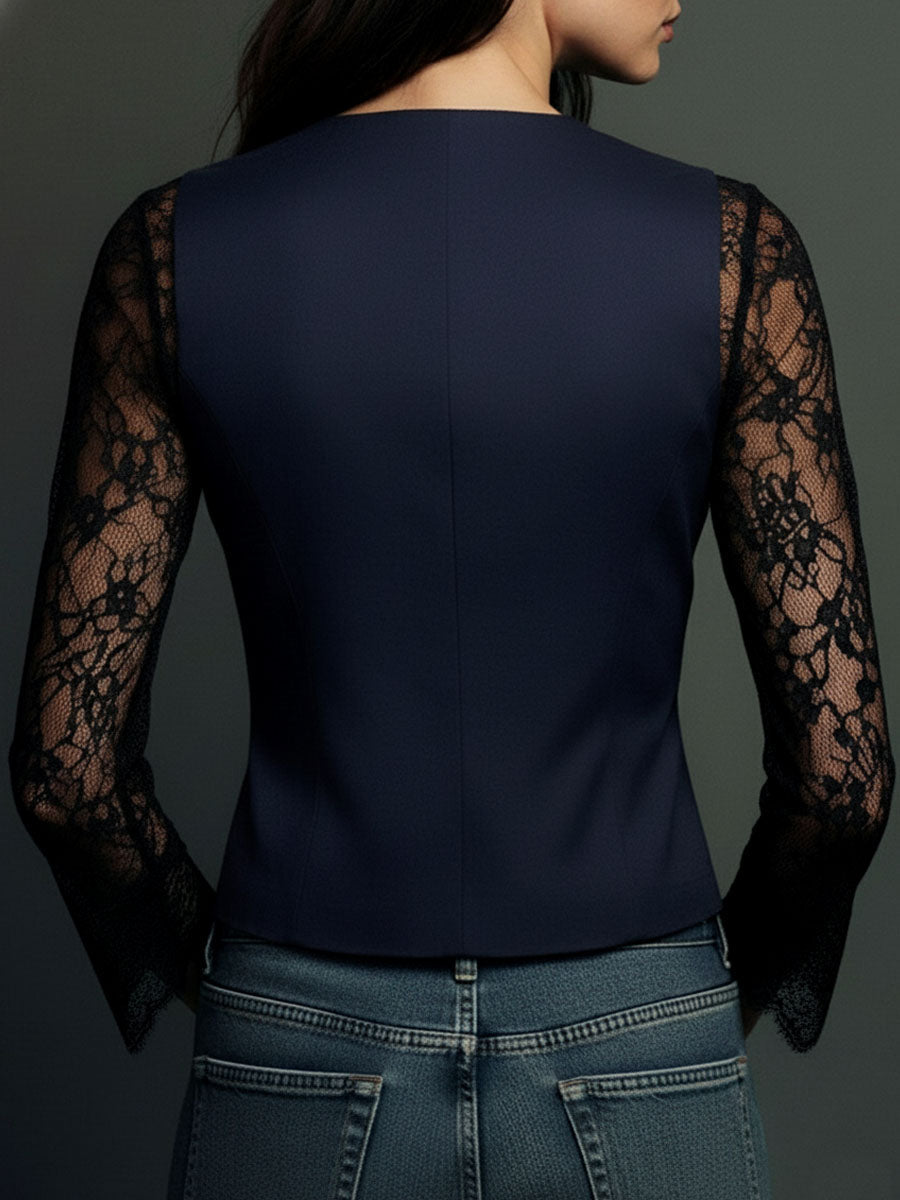 Claudia · Blazer noir à dentelle