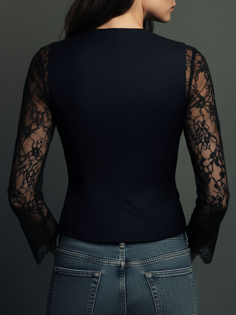 Claudia · Blazer noir à dentelle