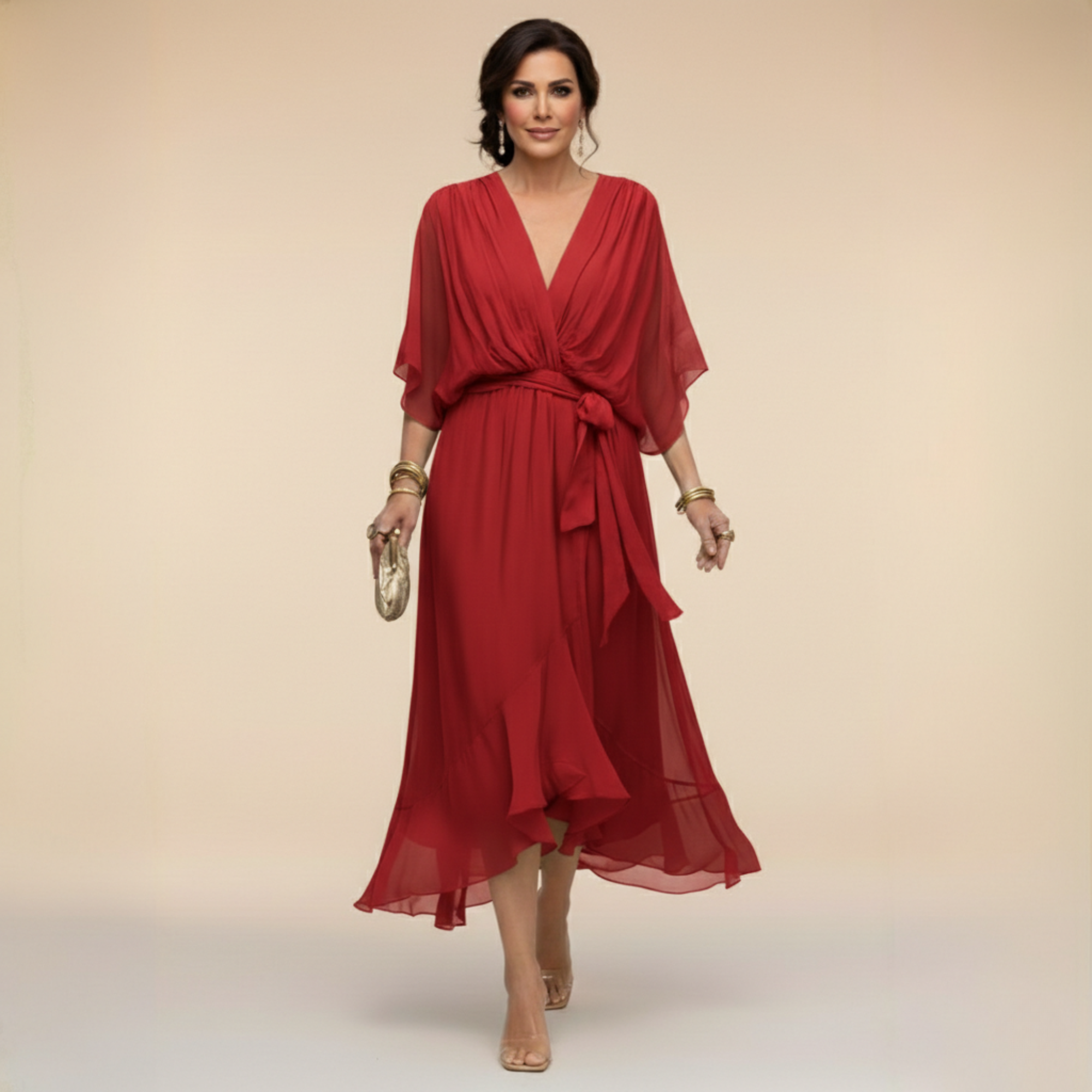 Marta | Robe en mousseline à col V