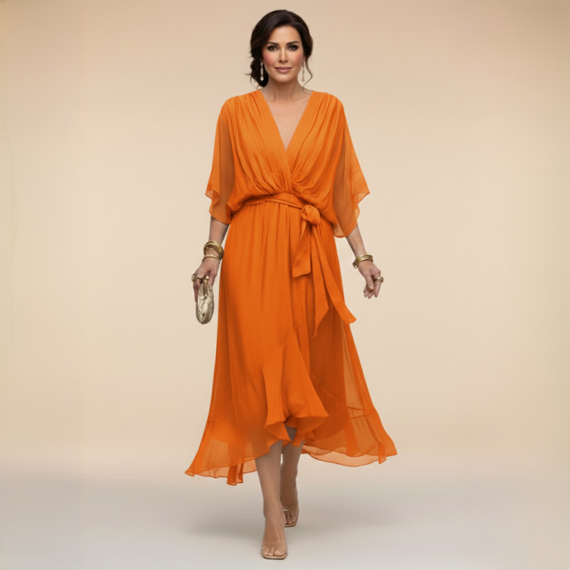 Marta | Robe en mousseline à col V