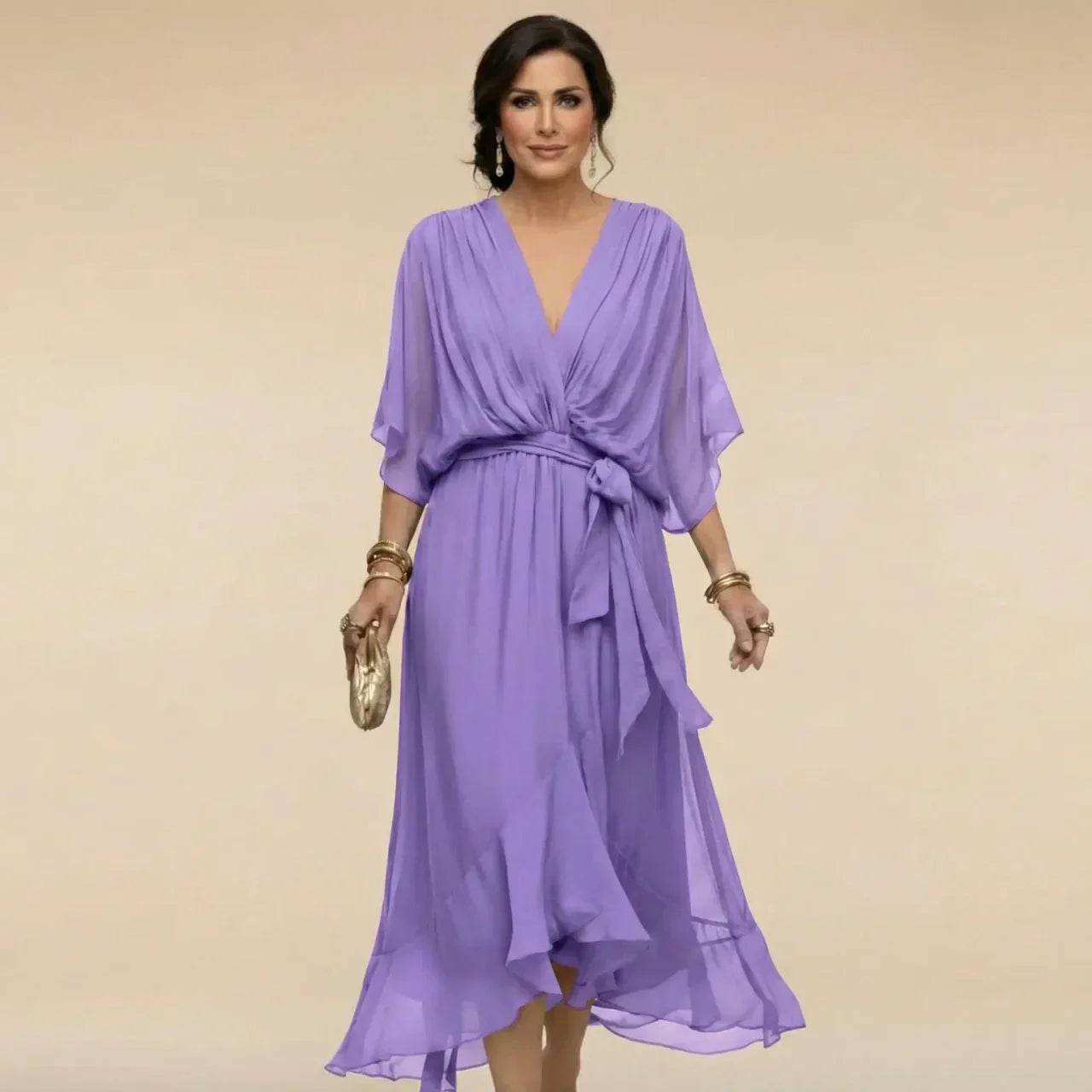 Marta | Robe en mousseline à col V