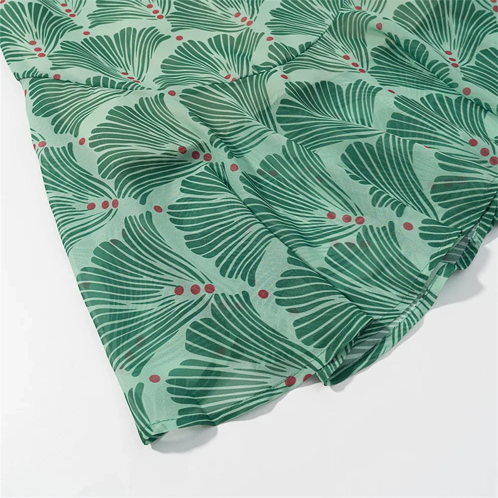 Robe Longue à Motif Éventail