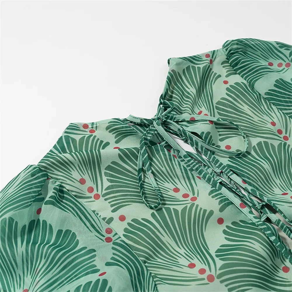 Robe Longue à Motif Éventail