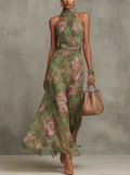Alexandra | Robe longue verte à fleurs
