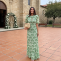 Robe Longue à Motif Éventail