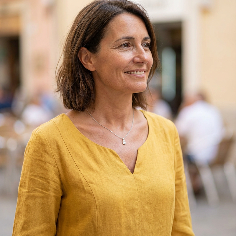 Robe décontractée à col en V en coton et lin